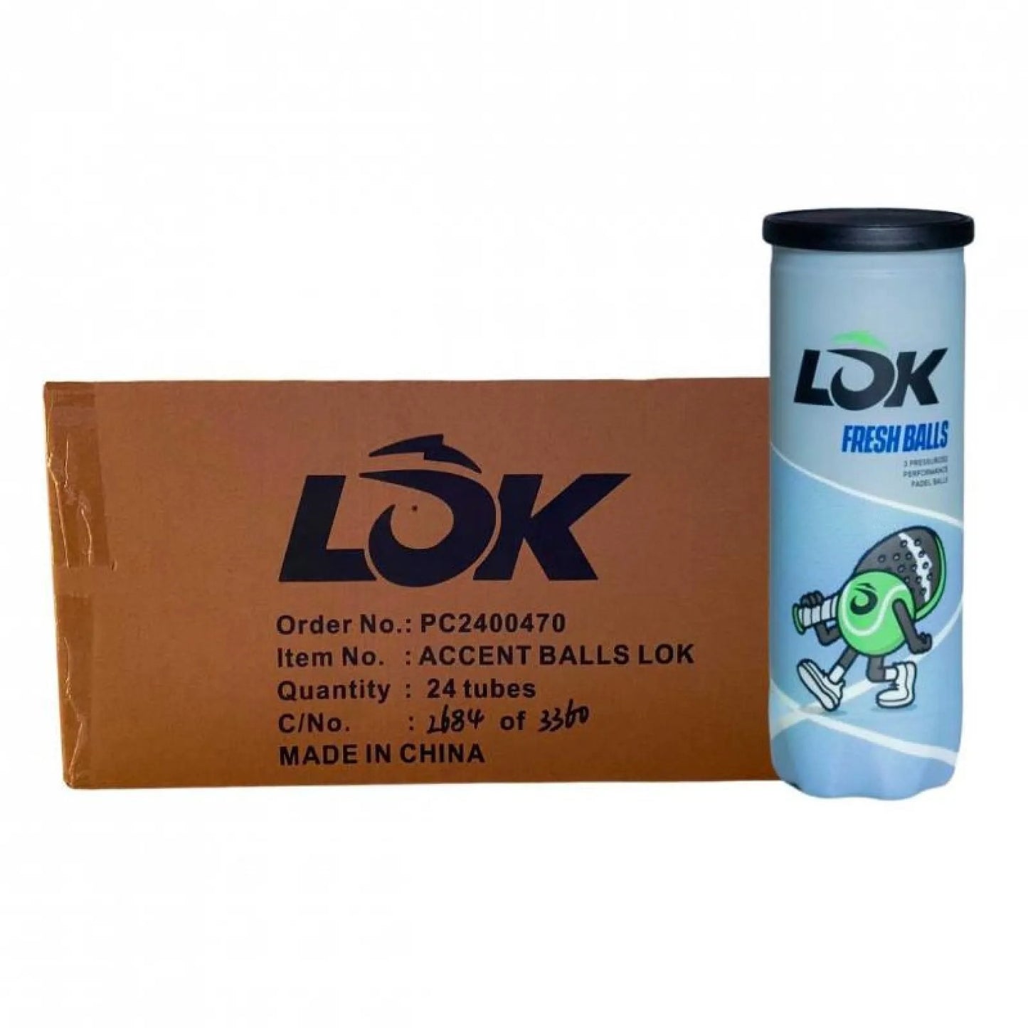 Cajon pelotas Lok - Cajon 72 Pelotas - 24 Botes de 3 uds - Lok Fresh